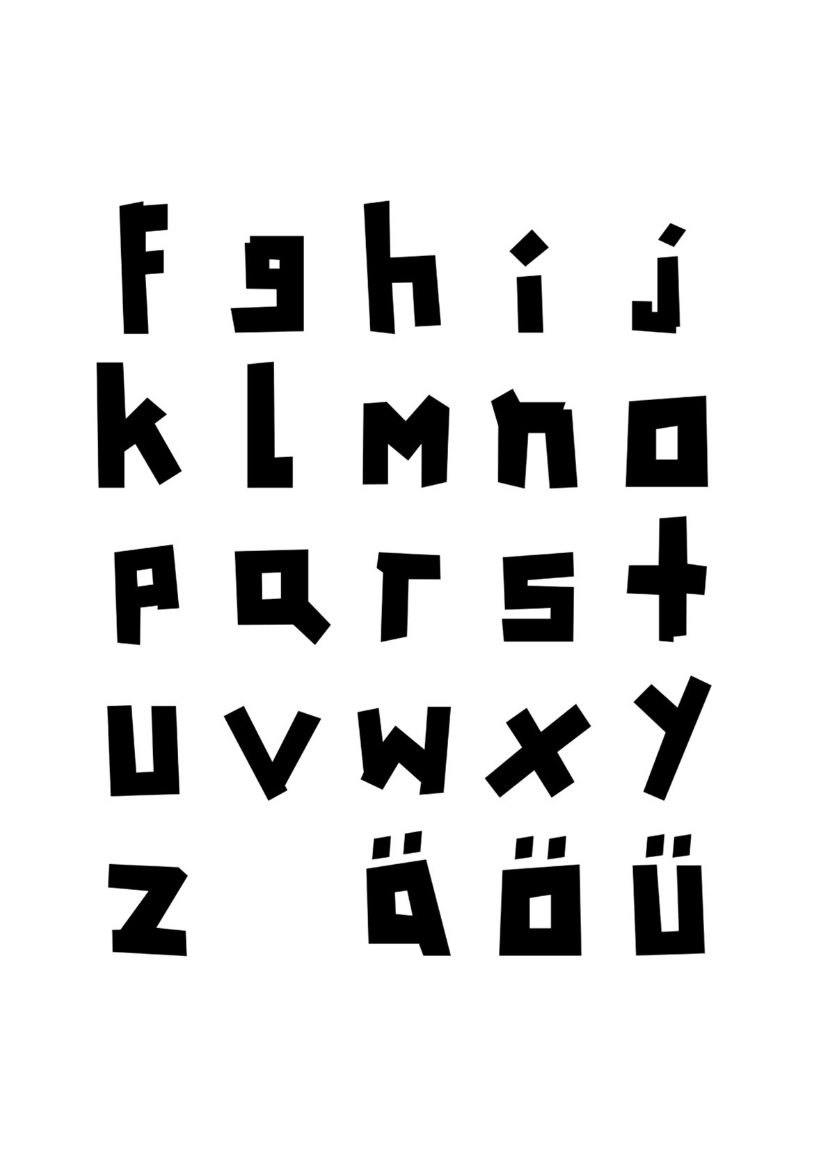 Kleinbuchstaben Übersicht in schwarz, Schriftschnitt bold